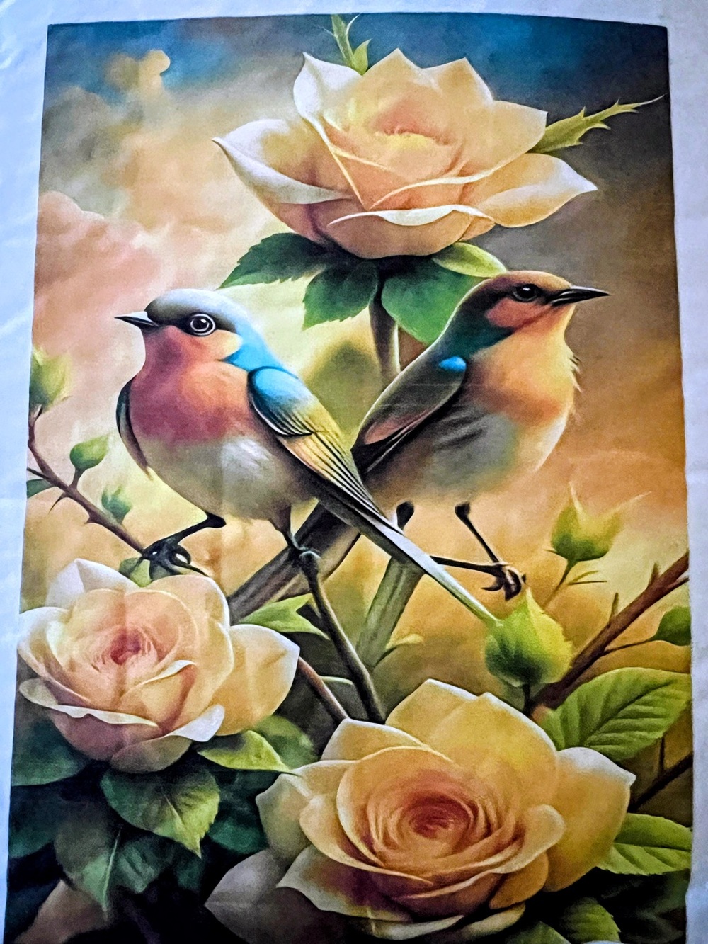 Floral Birds Jigsaw Puzzle 1000 pieces - Pastel Yellow & Blue